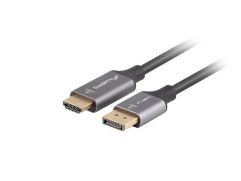 Kabel adapter Lanberg Displayport (M) -> HDMI (M) 1,8M 4K czarno-srebrny LANBERG Kabel adapter Lanberg Displayport (M) -> HDMI (M) 1,8M 4K czarno-srebrny LANBERG