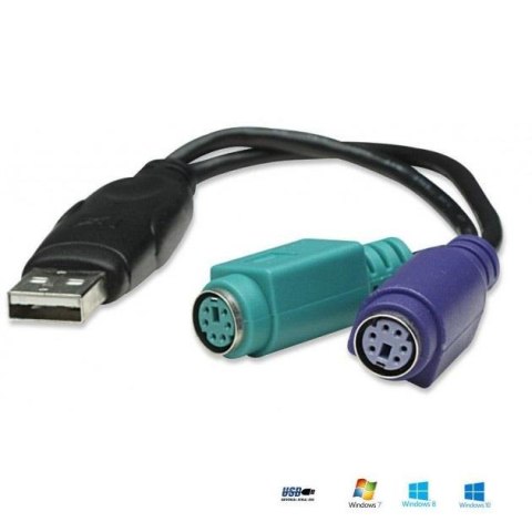 Kabel adapter Manhattan USB/2xPS2 mini LX 0,15m Manhattan Kabel adapter Manhattan USB/2xPS2 mini LX 0,15m Manhattan