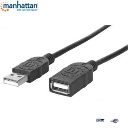 Kabel przedłużający USB Manhattan U2-AA-30-EX USB 2.0 A-A M/F, 3m, czarny ICOC Manhattan