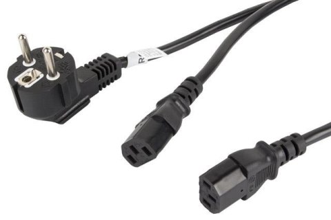 Kabel zasilający Y Lanberg CEE 7/7 -> 2x IEC 320 C13 (2 zasilacze) 1,8m czarny LANBERG Kabel zasilający Y Lanberg CEE 7/7 -> 2x IEC 320 C13 (2 zasilacze) 1,8m czarny LANBERG