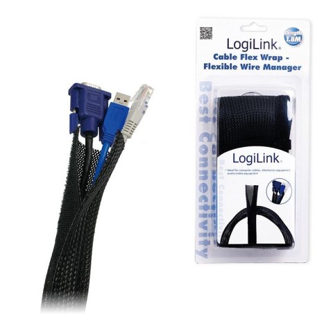 Organizer kabli LogiLink KAB0006 elastyczny 1,8m czarny LogiLink Organizer kabli LogiLink KAB0006 elastyczny 1,8m czarny LogiLink