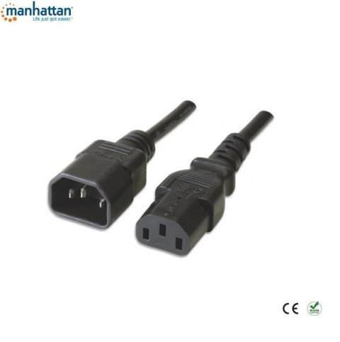 Przedłużacz kabla zasilania Manhattan C14 na C13 M/F 0,5m czarny Manhattan Przedłużacz kabla zasilania Manhattan C14 na C13 M/F 0,5m czarny Manhattan