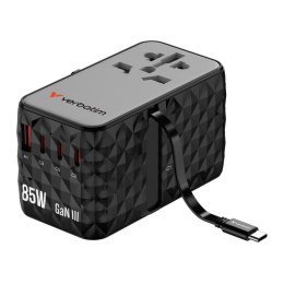 Adapter podróżny Verbatim Charge 'n' Travel GaN III globalny 4xUSB-C PD 3.0 QC 4+ 70W, 1xUSB-A QC 4+ 60W Verbatim