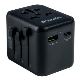 Adapter podróżny Verbatim UTA-02 globalny 1xUSB-C PD 20W, 1xUSB-A QC 18W Verbatim