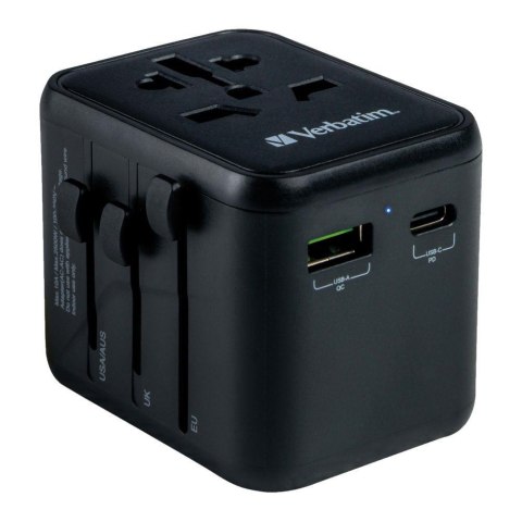 Adapter podróżny Verbatim UTA-02 globalny 1xUSB-C PD 20W, 1xUSB-A QC 18W Verbatim Adapter podróżny Verbatim UTA-02 globalny 1xUSB-C PD 20W, 1xUSB-A QC 18W Verbatim