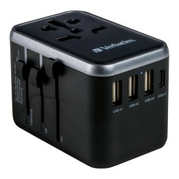 Adapter podróżny Verbatim UTA-04 globalny 1xUSB-C PD 61W QC 18W, 1xUSB-C 12W, 3xUSB-A 12W Verbatim