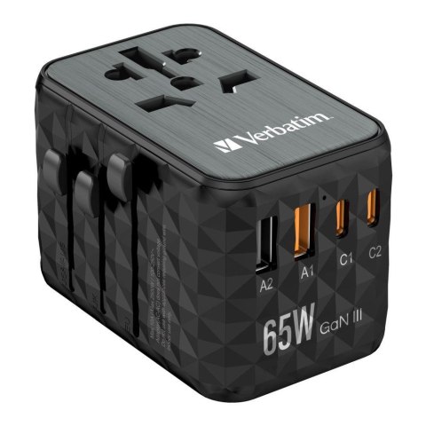 Adapter podróżny Verbatim UTA-05 GaN III globalny 2xUSB-C PD QC 4+ 65W, 1xUSB-A 60W, 1xUSB-A 5W Verbatim Adapter podróżny Verbatim UTA-05 GaN III globalny 2xUSB-C PD QC 4+ 65W, 1xUSB-A 60W, 1xUSB-A 5W Verbatim
