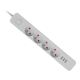 Listwa zasilająca Defender SFS 133 1,5 m, 4 gniazda, 3x USB biała Defender