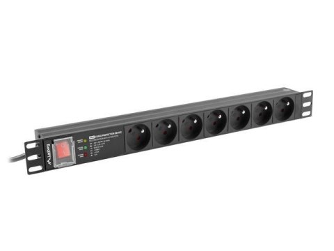 Listwa zasilająca Lanberg do RACK 19" 1U 16A PDU PRO 7x PL SPD-3MP 2m czarna LANBERG