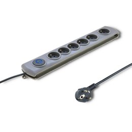 Listwa zasilająca antyprzepięciowa Qoltec Quick Switch | 6 gniazd | 1,8m | szara Qoltec