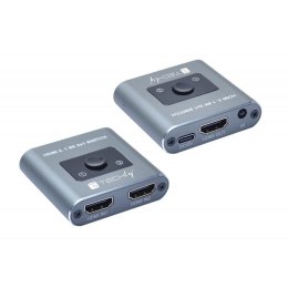 Przełącznik Techly HDMI 2.1 8K*60Hz 2x1 z Pilotem IR, 2-Portowy Techly