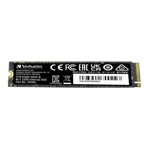 Dysk SSD wewnętrzny Verbatim Vi560 S3 2TB M.2 2280 SATA Verbatim Dysk SSD wewnętrzny Verbatim Vi560 S3 2TB M.2 2280 SATA Verbatim
