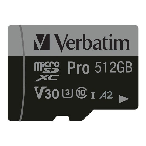 Karta pamięci Micro SDXC Verbatim Pro U3 512GB (100/90 MB/s) Class 10 U3 V30 + adapter Verbatim