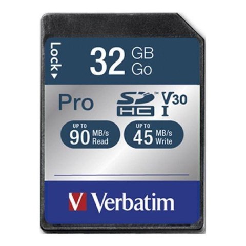 Karta pamięci SDHC Verbatim Pro U3 32GB (90/45 MB/s) Class 10 UHS-1 V30 Verbatim