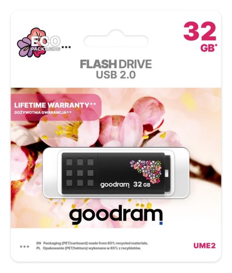 Pendrive GOODRAM 32GB UME2-SPRING BLACK USB 2.0 Goodram Pendrive GOODRAM 32GB UME2-SPRING BLACK USB 2.0 Goodram