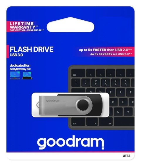Pendrive GOODRAM UTS3 64GB USB 3.2 Gen 1 Black Goodram Pendrive GOODRAM UTS3 64GB USB 3.2 Gen 1 Black Goodram