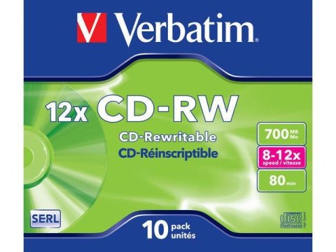 Płyty CD-RW Verbatim 700MB Scratch Resistant X12 (10 Jewel Case) Verbatim Płyty CD-RW Verbatim 700MB Scratch Resistant X12 (10 Jewel Case) Verbatim