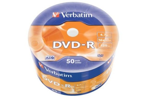 Płyty DVD-R Verbatim 4.7GB X16 Matt Silver Wrap (50 Spindle) Verbatim Płyty DVD-R Verbatim 4.7GB X16 Matt Silver Wrap (50 Spindle) Verbatim