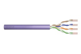 Kabel teleinformatyczny instalacyjny DIGITUS kat.6, U/UTP, Eca, drut, AWG 24/1, PVC, 305m, fioletowy, karton Digitus