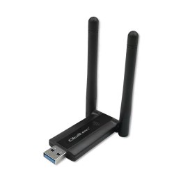 Karta sieciowa Qoltec Bezprzewodowy Adapter USB DUAL WiFi 2 x 2dBi | Standard AC | USB 3.0 | 1200Mbps Qoltec