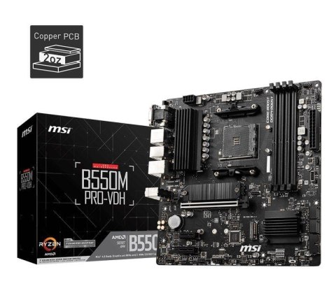Płyta MSI B550M PRO-VDH /AMD B550/DDR4/SATA3/M.2/USB3.1/PCIe4.0/AM4/mATX MSI Płyta MSI B550M PRO-VDH /AMD B550/DDR4/SATA3/M.2/USB3.1/PCIe4.0/AM4/mATX MSI