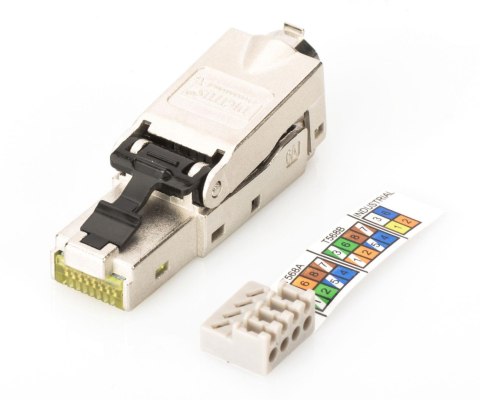 Wtyk RJ45 kat. 6A DIGITUS (8P8C) T568A/B 10GbE ekran., beznarzędziowy Digitus Wtyk RJ45 kat. 6A DIGITUS (8P8C) T568A/B 10GbE ekran., beznarzędziowy Digitus