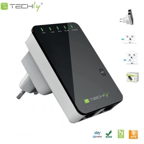 Wzmacniacz sygnału Wi-Fi Techly I-WL-REPEATER2 N300 Wall-Plug Techly Wzmacniacz sygnału Wi-Fi Techly I-WL-REPEATER2 N300 Wall-Plug Techly