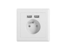Gniazdo podtynkowe Lanberg 230V pojedyncze + 2x USB 2.1 A francuskie LANBERG