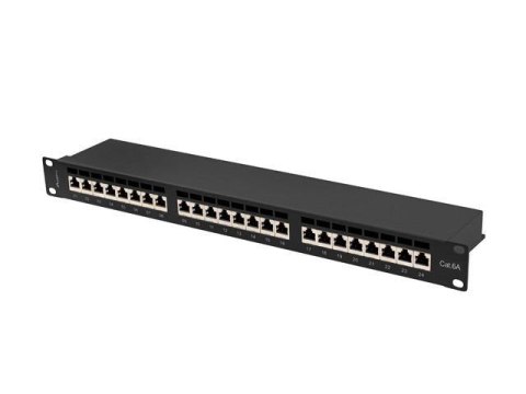 Patch panel Lanberg 24 port 1U kat.6A ekranowany czarny LANBERG Patch panel Lanberg 24 port 1U kat.6A ekranowany czarny LANBERG