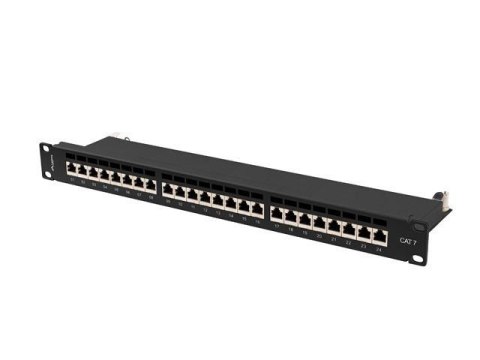 Patch panel Lanberg 24 port 1U kat.7 ekranowany czarny LANBERG Patch panel Lanberg 24 port 1U kat.7 ekranowany czarny LANBERG