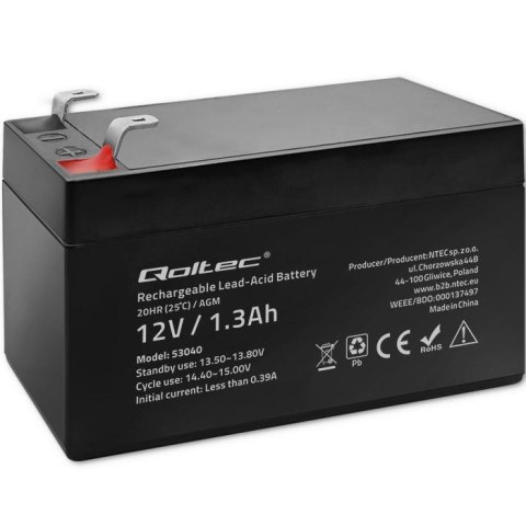 Akumulator AGM Qoltec 12V | 1.3Ah Qoltec