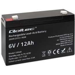 Akumulator AGM Qoltec 6V | 12Ah Qoltec