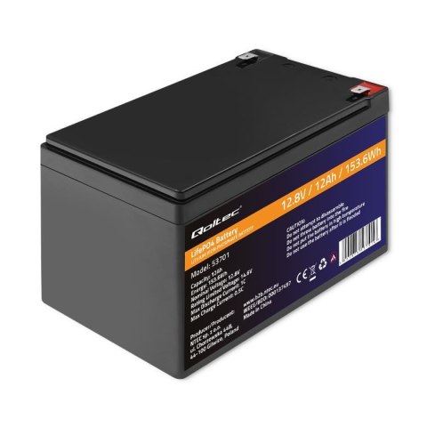 Akumulator LiFePO4 Qoltec Litowo-Żelazowo-Fosforanowy | 12.8V | 12Ah | 153.6Wh | BMS Qoltec