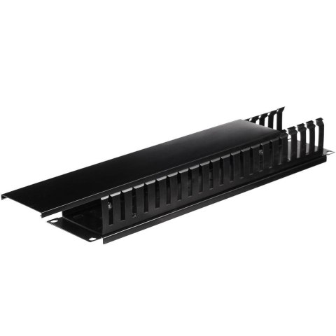 Organizator kabli 19''/2U - czarny z pokrywą Netrack NETRACK Organizator kabli 19''/2U - czarny z pokrywą Netrack NETRACK