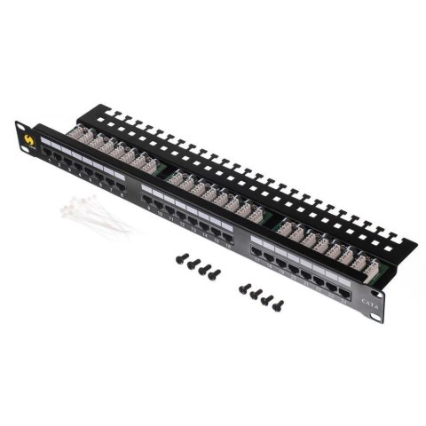 Patch panel 19'' Netrack 24-porty kat. 6 UTP, z półką NETRACK