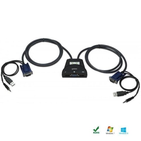 Przełącznik KVM Manhattan 2-portowy USB, Audio Manhattan