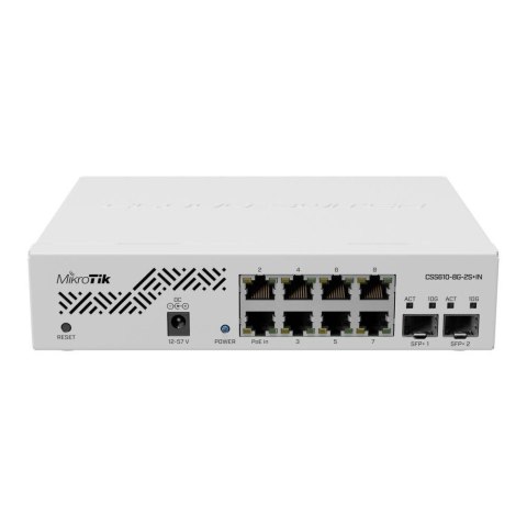 Switch zarządzalny MikroTik CSS610-8G-2S+IN 8x1GbE 2xSFP+ PoE Mikrotikls Switch zarządzalny MikroTik CSS610-8G-2S+IN 8x1GbE 2xSFP+ PoE Mikrotikls