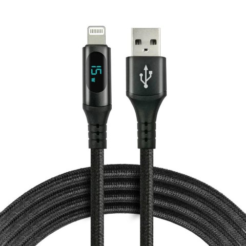 Kabel USB -> Lightning everActive CBB-1IBL 1m 2,4A wbudowany wyświetlacz czarny Everactive Kabel USB -> Lightning everActive CBB-1IBL 1m 2,4A wbudowany wyświetlacz czarny Everactive