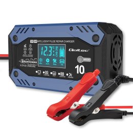 Ładowarka inteligentna Qoltec do akumulatora STD AGM GEL LiFePO4 | Prostownik z funkcją naprawy | 12-24V | 10A | LCD | 9-stopnio Qoltec
