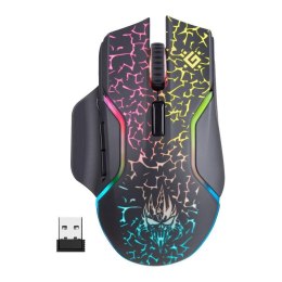 Mysz bezprzewodowa Defender ONESHOT GM-067 optyczna 3200dpi czarna RGB AKUMULATOR 7 przycisków Gaming Defender