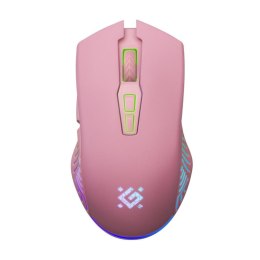 Mysz bezprzewodowa Defender PANDORA GM-502 optyczna 3200dpi różowa RGB AKUMULATOR 7 przycisków Gaming bezklikowa silent Defender