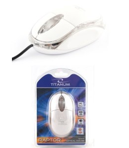 Mysz przewodowa Titanum 3D RAPTOR TM102W optyczna biało-przezroczysta Titanum