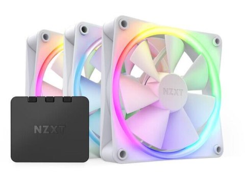 Zestaw 3 wentylatorów do zasilacza / obudowy NZXT F120 RGB Białe + Kontroler NZXT Zestaw 3 wentylatorów do zasilacza / obudowy NZXT F120 RGB Białe + Kontroler NZXT