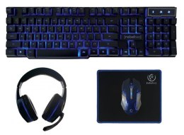 Zestaw przewodowy klawiatura + mysz + pad + słuchawki Rebeltec SHERMAN Gaming USB czarny podświetlany Rebeltec