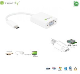 Adapter Techly USB31-VGA USB-C 3.1 na VGA M/Ż, biały 0,15m IADAP Techly
