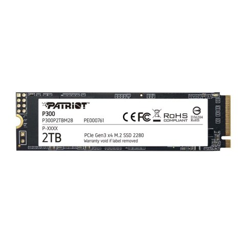 Dysk SSD Patriot P300 2TB M.2 2280 PCIe Gen3 x4 NVMe (2100/1650 MB/s) Patriot Memory Dysk SSD Patriot P300 2TB M.2 2280 PCIe Gen3 x4 NVMe (2100/1650 MB/s) Patriot Memory