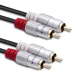 Kabel Qoltec 2xRCA męski / 2xRCA męski | 0.5m | Czarny Qoltec