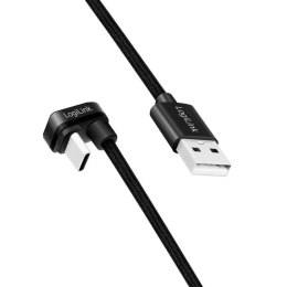 Kabel USB 2.0 LogiLink CU0192 USB-C - USB-A, M/M, kątowy, czarny, 1m LogiLink