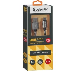 Kabel USB Defender AM-micro BM 1m 2,1A biało-czarny Defender