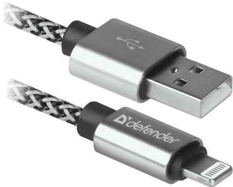 Kabel USB Defender USB-LIGHTNING 1m 2,1A biało-czarny Defender Kabel USB Defender USB-LIGHTNING 1m 2,1A biało-czarny Defender